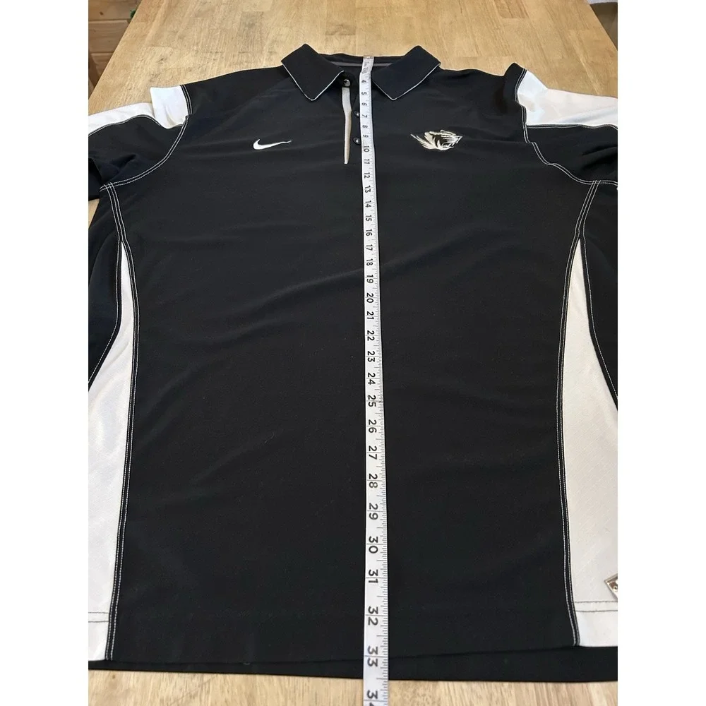 Nike Missouri Tigers Polo Shirt Mens Golf Sz XL Dri Fit Black & White
